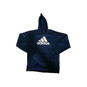 Adidas Climawarm Mens Sweatshirt Size L Hoodie Pocket Navy Blue White Logo